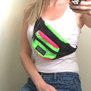 VTG JanSport Fanny Pack: neon green/pink/black